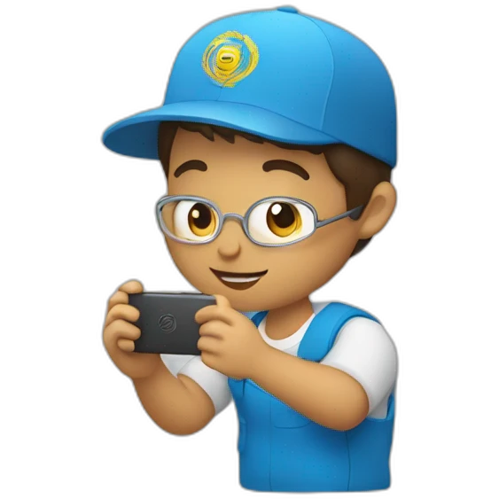 Un chico joven grabando un vídeo con su celular  emoji