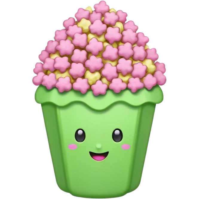 pink and green popcorn emoji