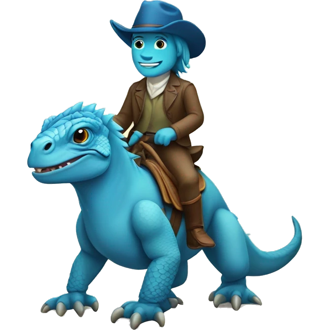 Blue iguana riding a horse emoji