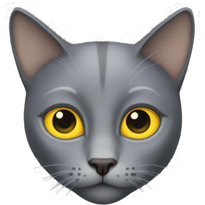 gray cat with no stripes and yellow eyes emoji