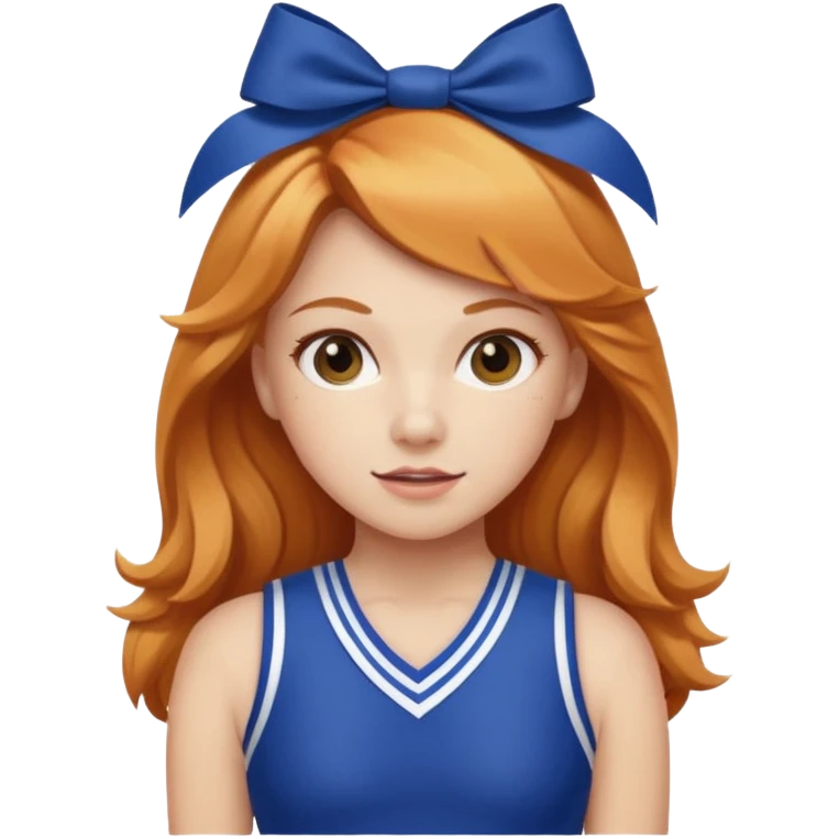 Strawberry blonde girl with competitive cheerleading uniform and bow on emoji