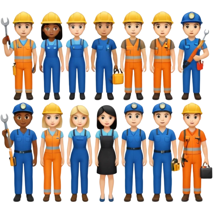 сделай несколько людей разных профессий только со светлой кожей emoji