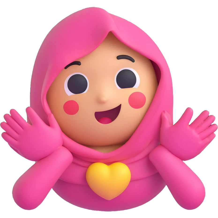 cute, blushing 3D emoji face with hands covering chest, hinting at shyness emoji