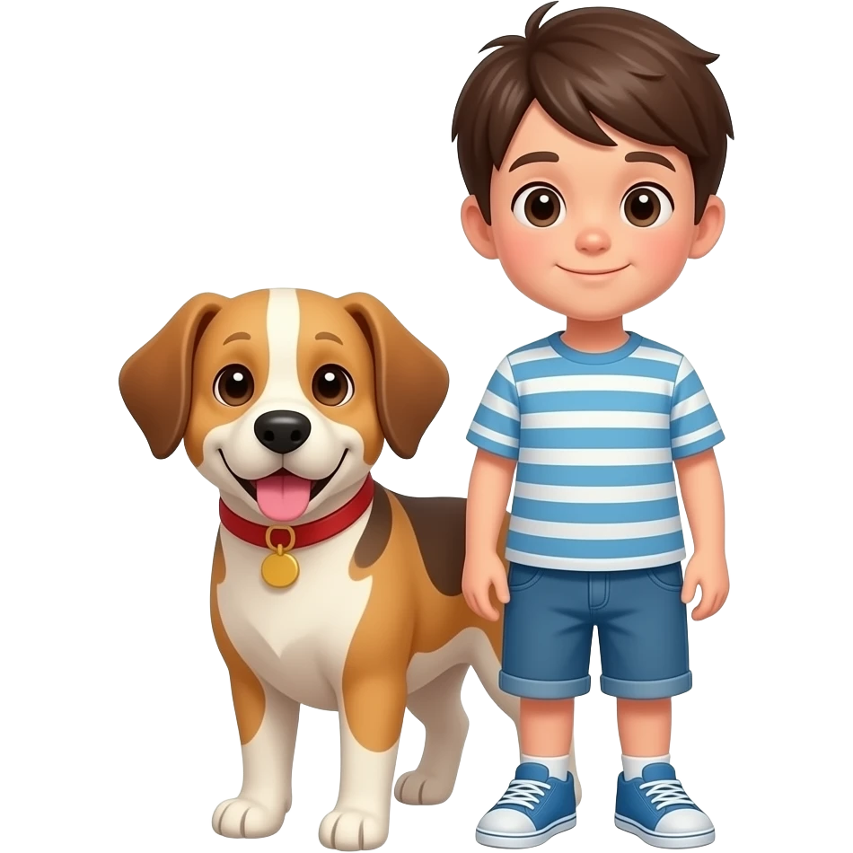 A kid with a dog emoji