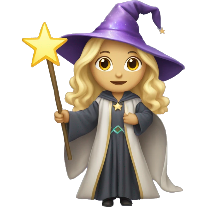 Blonde female wizard with iridescent star wand emoji