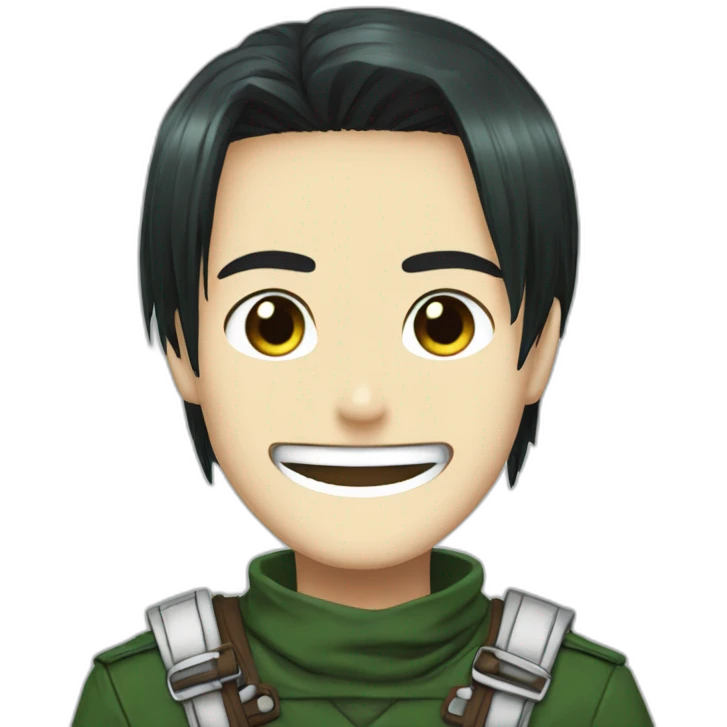 smile Levi of Attack titan wears forest-green clothes emoji