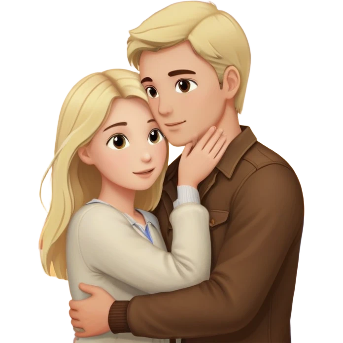 Elegant girl and man hugging together in Montenegro sunset blonde and brunette looking into each others eyes true love delicate chaste  emoji