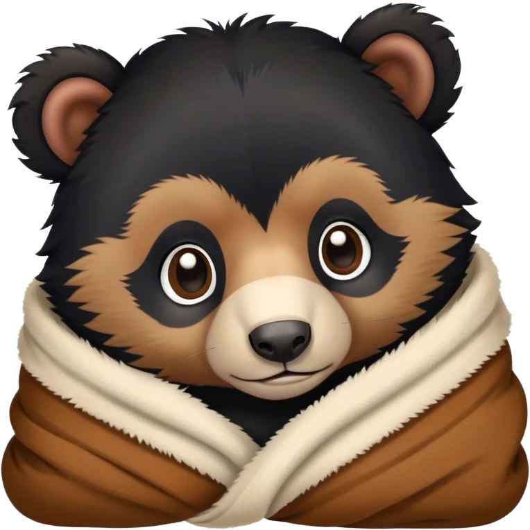 Baby Andean bear cozy in blanket  emoji