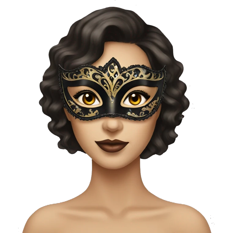 Masquerade beautiful brunette in a mask emoji