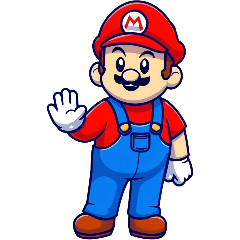 Mario with red shirt and blue overalls emoji