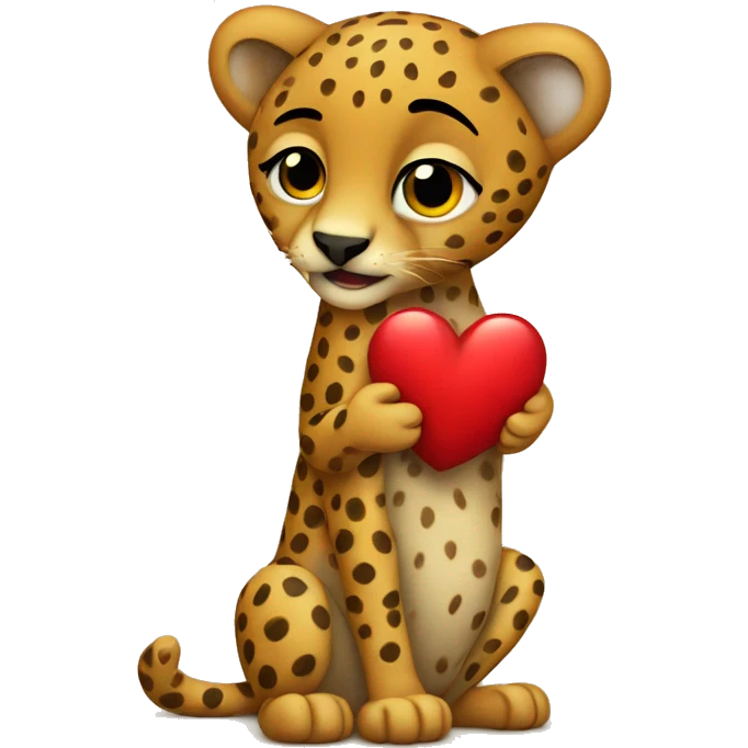 cheetah hugging a heart emoji