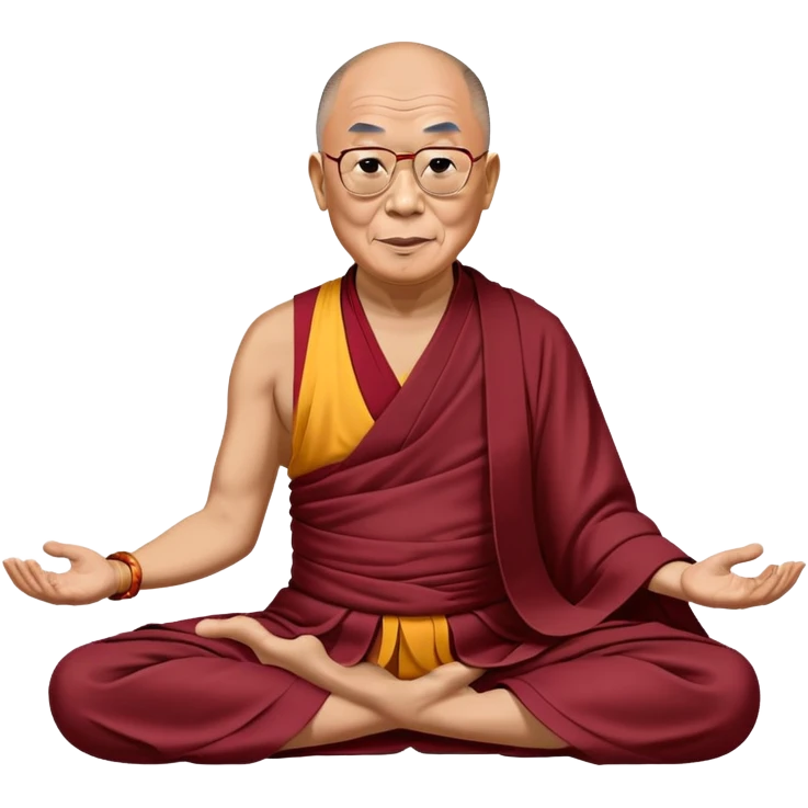Dalai Lama in traditional robes doing yoga pose emoji