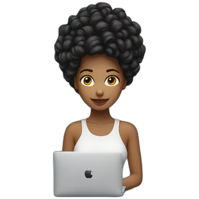 woman com cabelos pretos segurando um macbook emoji