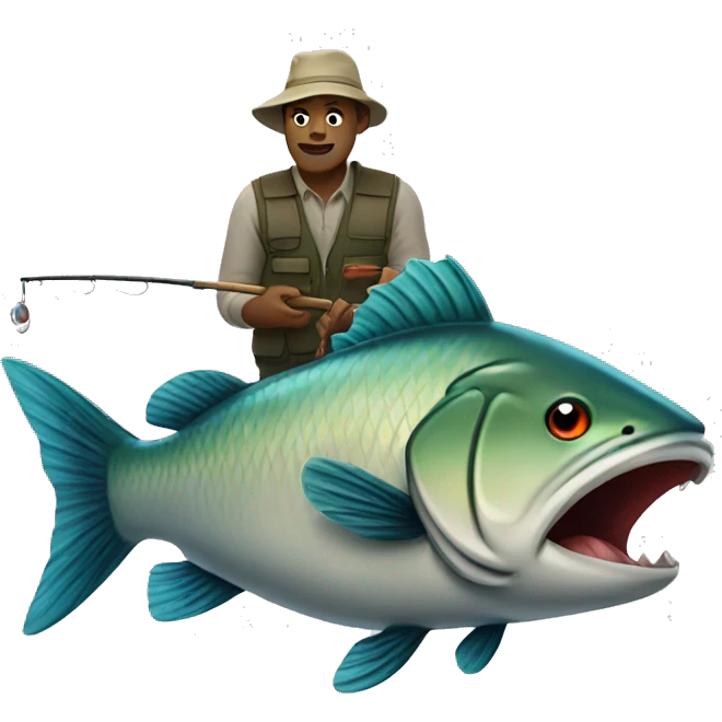 Fishing with giant fish emoji