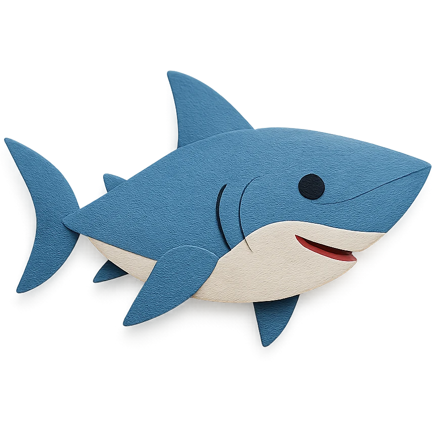 shark in paper craft style emoji