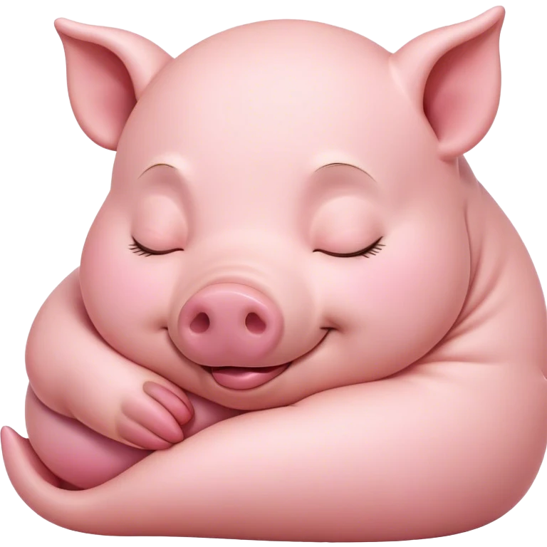 Meme-Worthy Cute Sleeping Pig Portrait Emoji, Head resting peacefully with a contented smile, showcasing a delightfully stout build and a luxuriously soft rosy-pink hide, eyes shut in a serene, restful nap, Simplified yet hilariously adorable features, highly detailed, glowing with a soft, drowsy light, high shine, relaxed and utterly lovable, stylized with an air of playful laziness, bright and heartwarming, soft glowing outline, capturing the essence of a comically sleepy pig, so meme-worthy it feels like it could instantly become the next viral sensation of adorable slumber! emoji