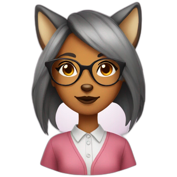 Transgender fox girl wearing round glasses emoji