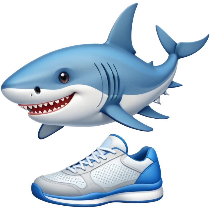 Tiburón con tenis azules puestas en los pies  emoji