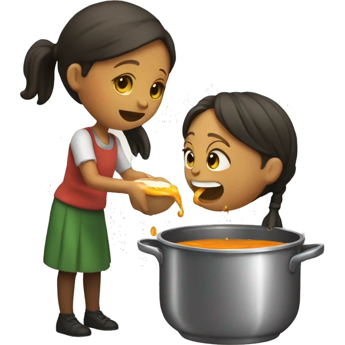 soup pouring to a girl emoji