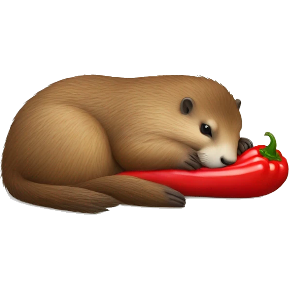 marmot sleeping in a bed with a chilli pepper emoji