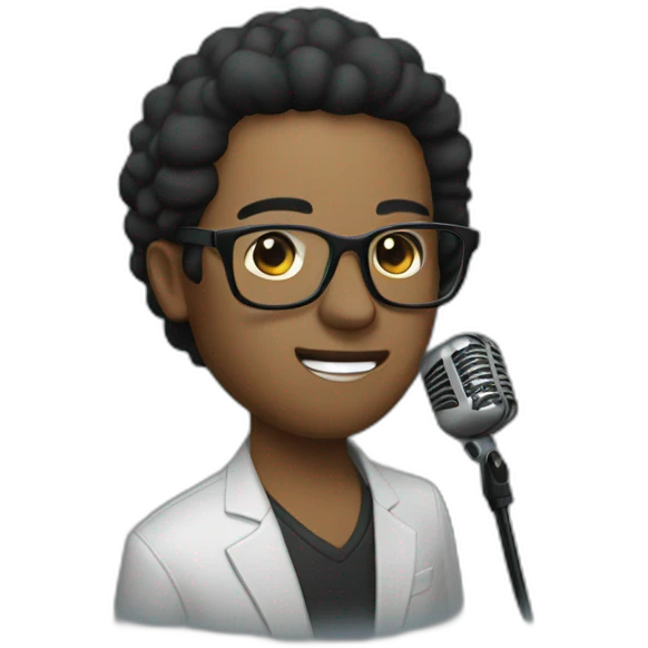 Vocalist with glasses and microphone emoji