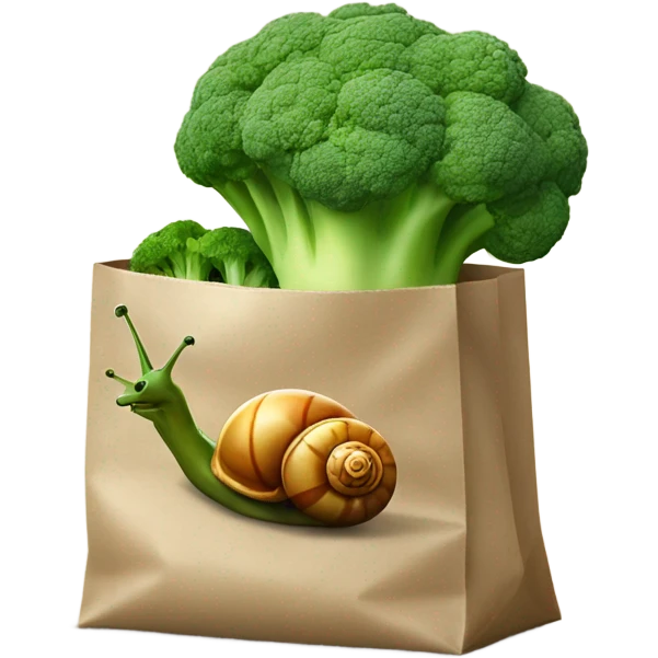 snail with bag of broccoli  emoji