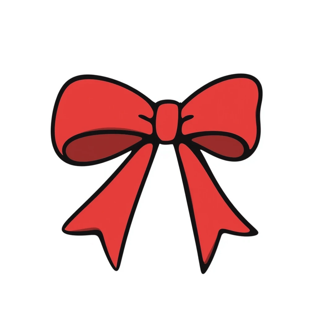 red ribbon, hand drawn doodle style emoji