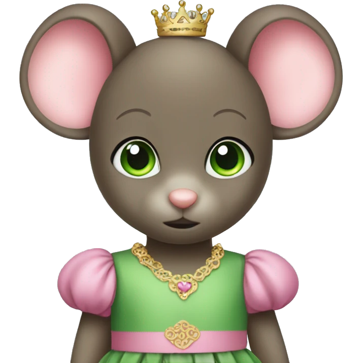 A mouse princes with green eyes and cute pink dress emoji