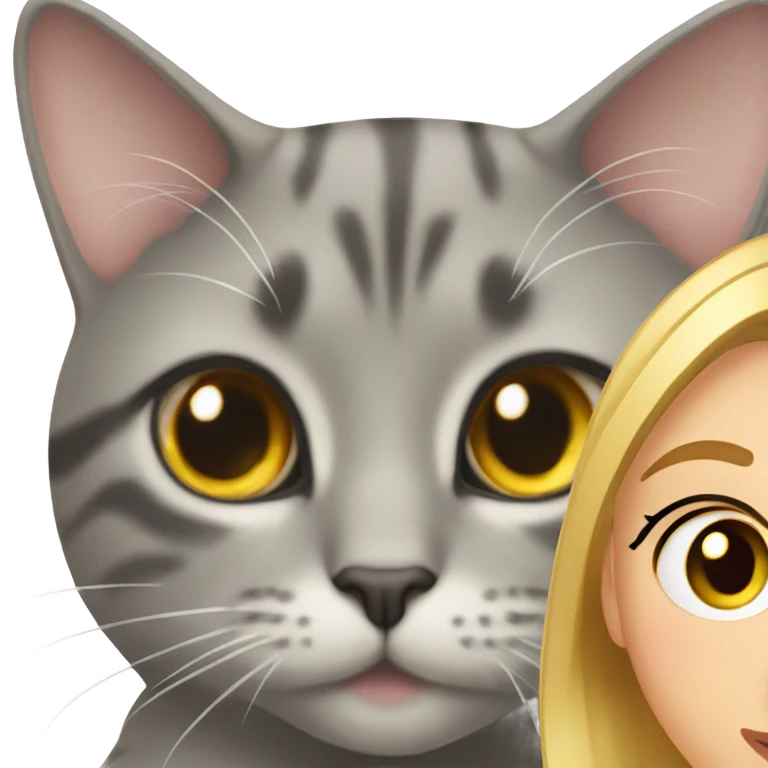 Cat with round face looking at pretty girl  emoji