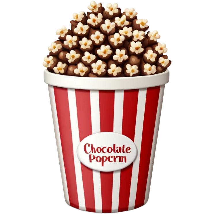 Chocolate popcorn in a paper jar with red and white vertical lineso emoji