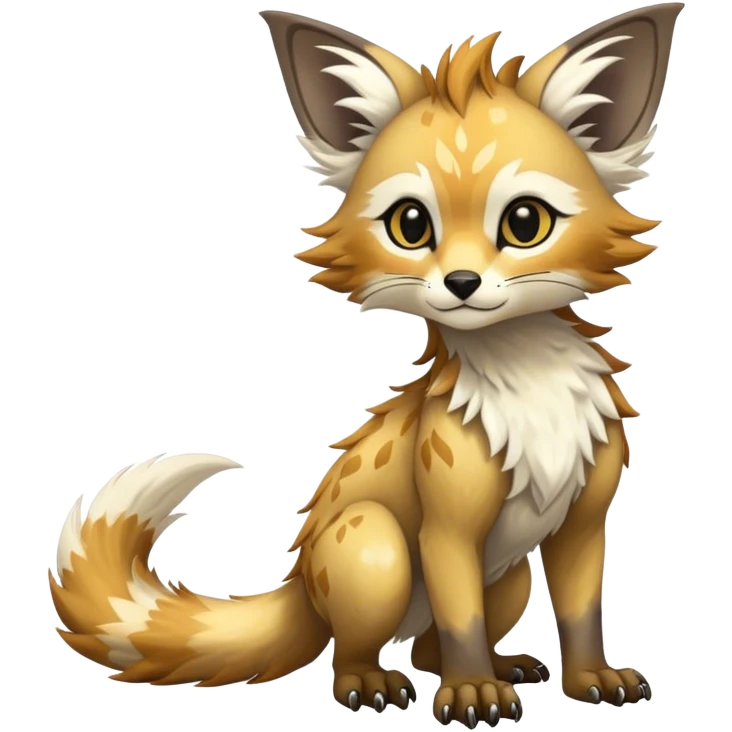 Epic Feral Rare Fantasy shiny cool fluffy Vernid-Trico-species-hybrid-animal by LiLaiRa, random markings, tufted tail, tufted ears, full body emoji