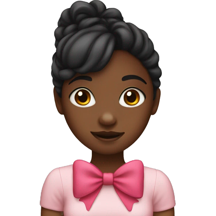 black girl with a bow making a heart emoji