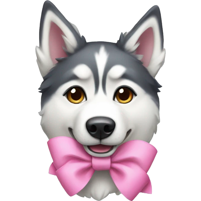 husky with a pink bow emoji