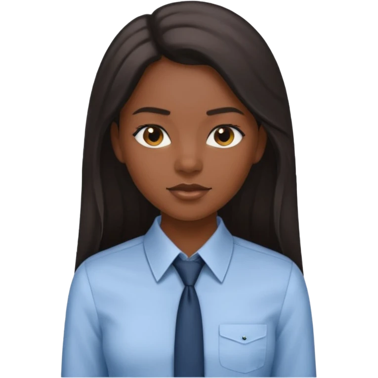 black girl working in collared formal shirt and long sleek hair emoji