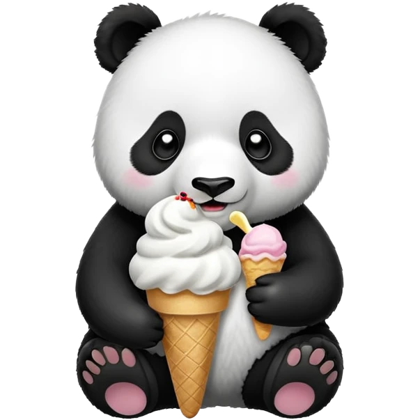 Panda eating ice cream emoji