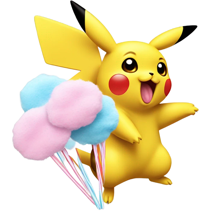Pikachu eating a cotton candy emoji