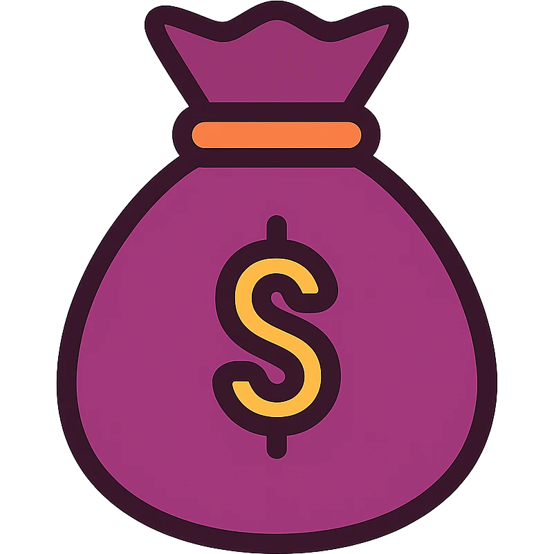 minimal money bag icon, main color #894273 emoji
