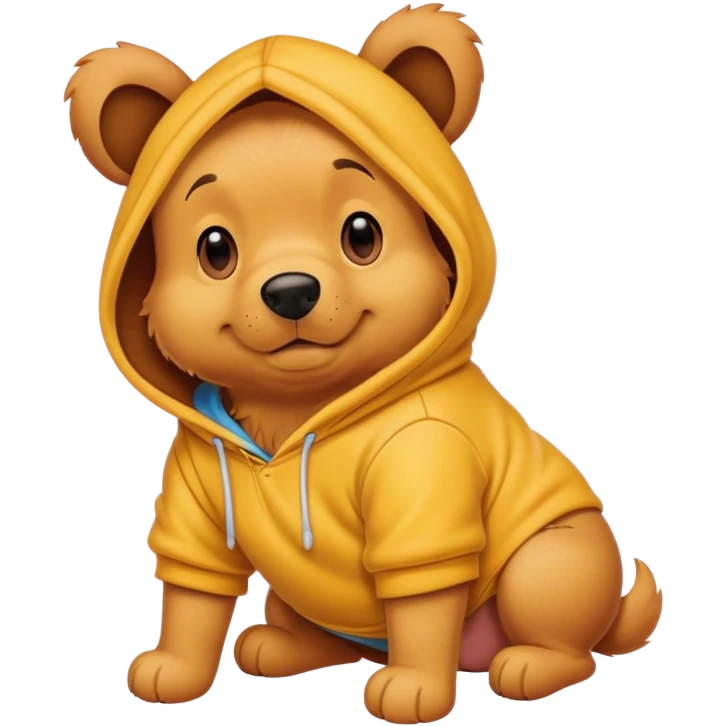 Dog with Winnie the poo hoodie emoji