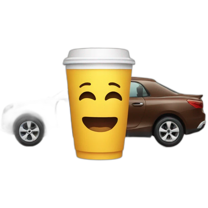 A car and coffee emoji