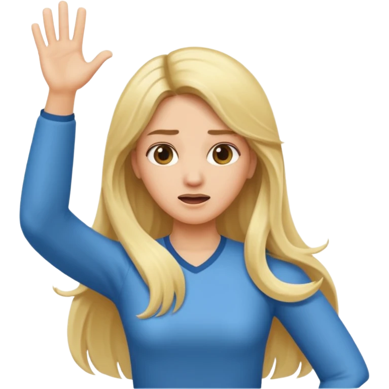 lady with long blonde hair throwing arms in the as if confused emoji