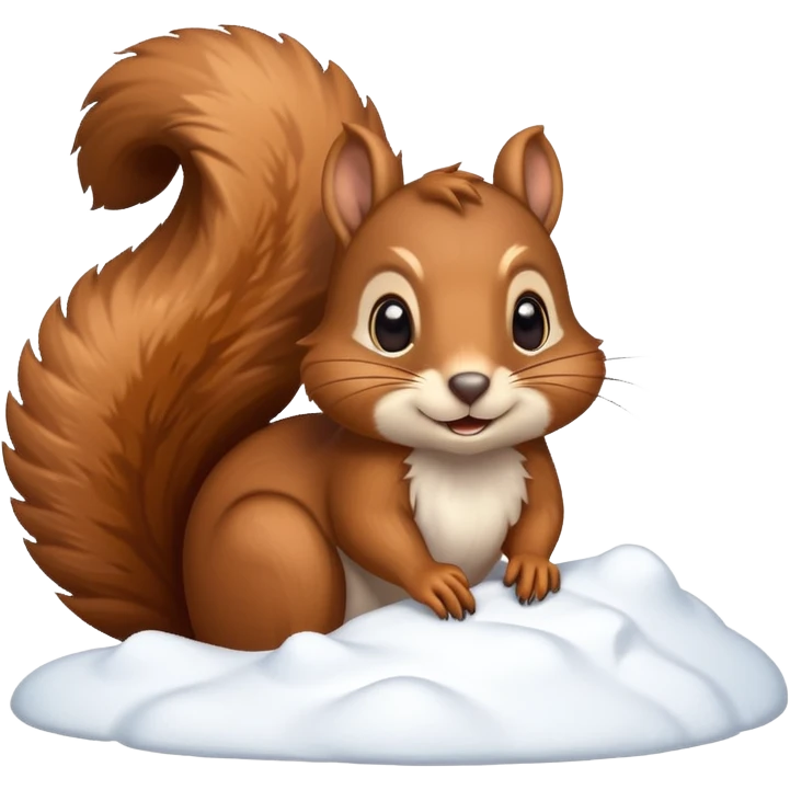 squirrel poking its head out of snow hill wearing christmas lights emoji