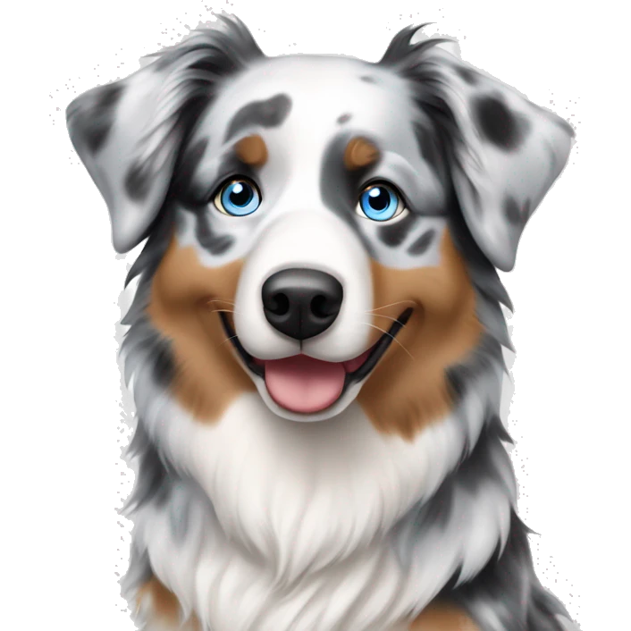 Blue Merle Australian Shepherd with blue eyes emoji