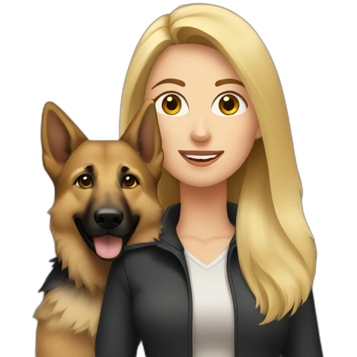 blonde caucasian woman with german shepherd emoji