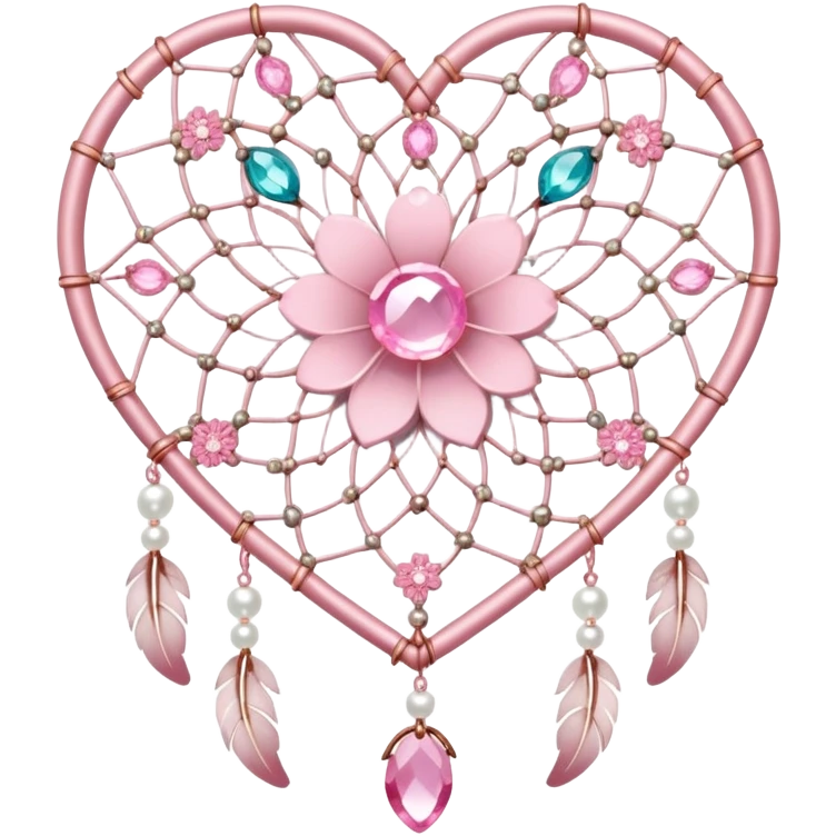 Sakura flower heart Cœur pastel suncatchers gemstones beadspearls crystals dreamcatcher emoji