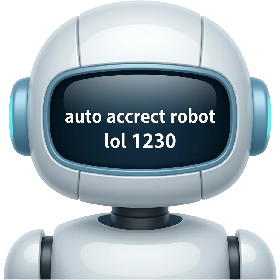 Robot text on top saying auto correct robot lol 1230 emoji