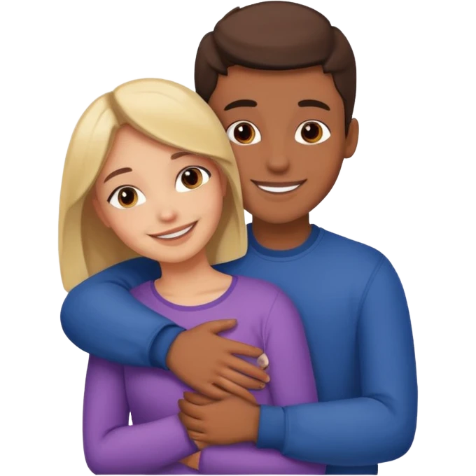 Girl hug a boy friend european bold emoji