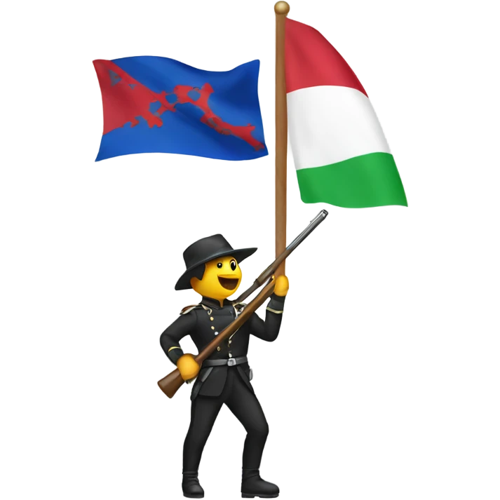 Colorguard guy spinning a flag and rifle emoji