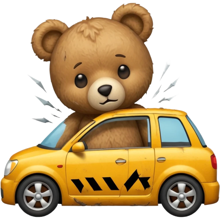 Teddy bear crashing a car emoji