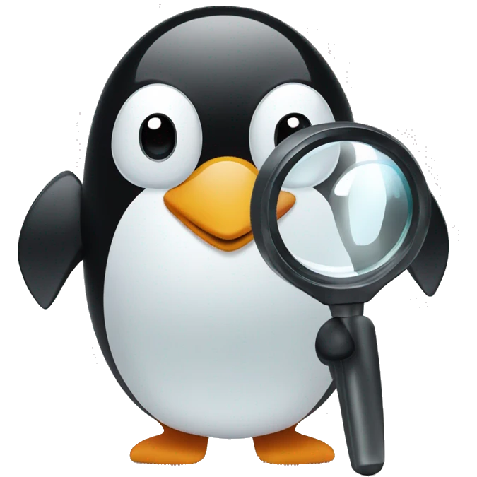 penguin holding a magnifying glass emoji