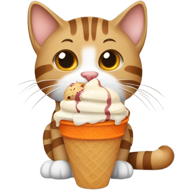 tabby cat eating ice cream  emoji